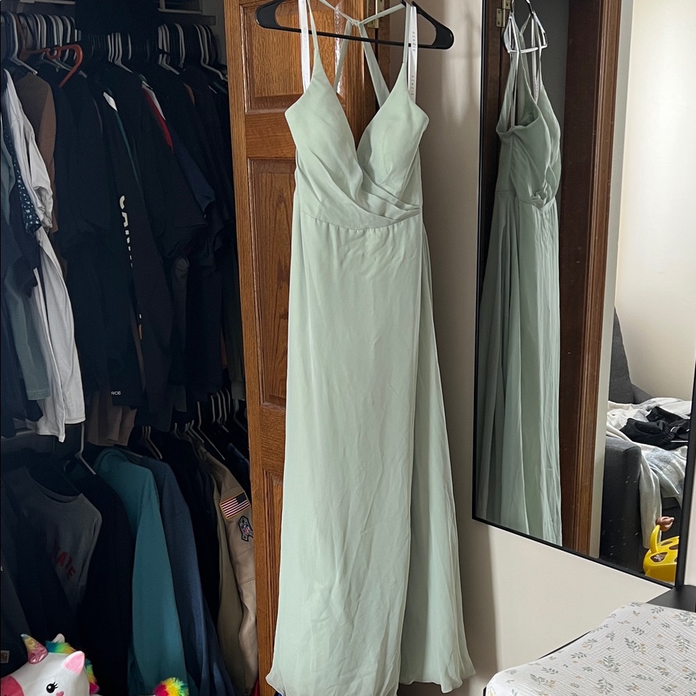 Sage green bridesmaid dress from azazie size 8
